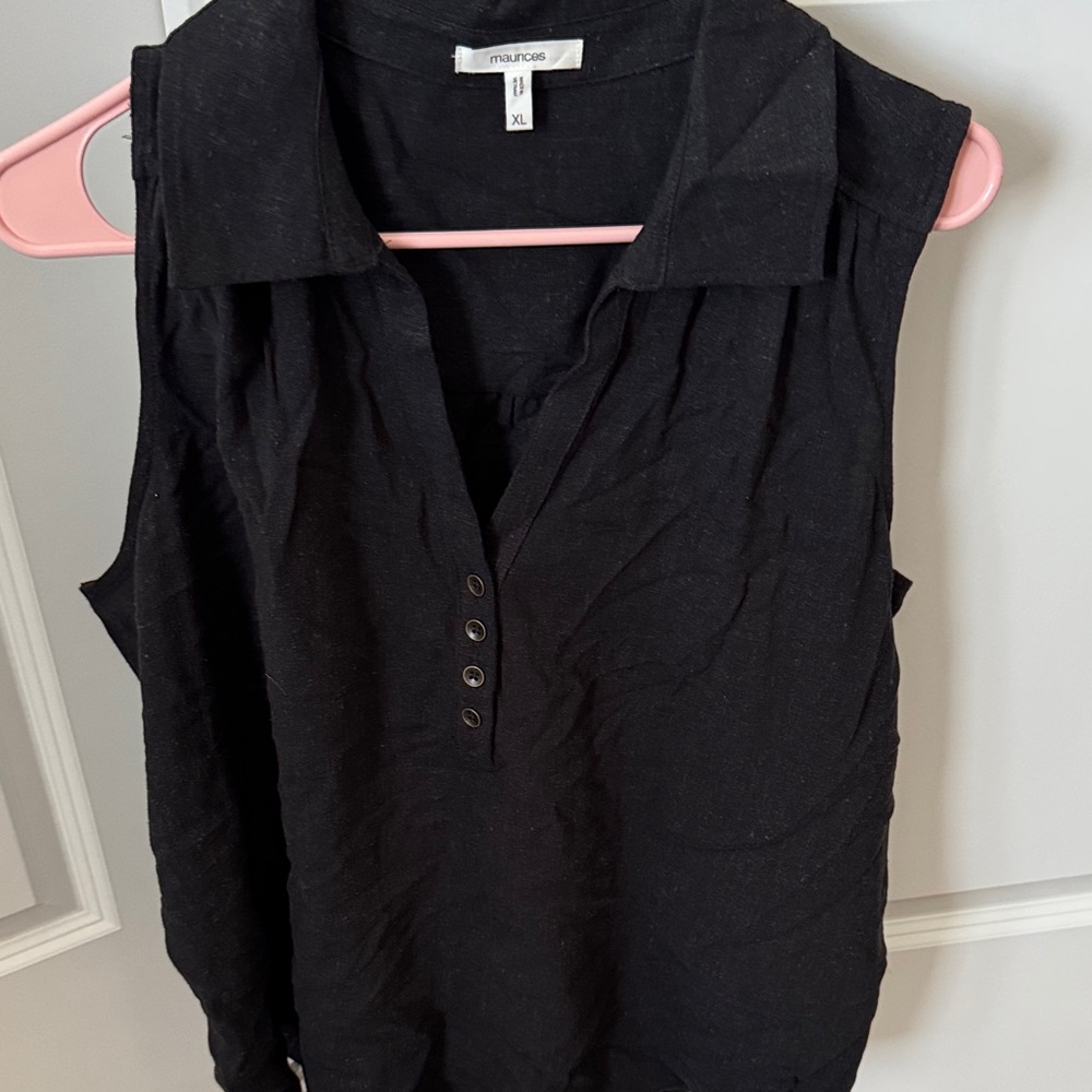 Maurices Black Button-Front Sleeveless Blouse